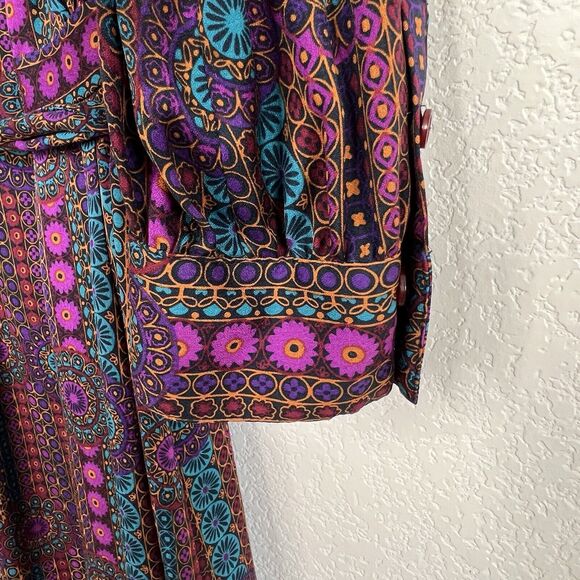 Marc By Marc Jacobs Silk Multi Colored Floral Ruffle Long Sleeve Boho Dress s3 - Picture 6 of 8
